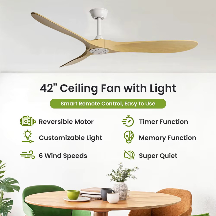 Intelligenter Deckenventilator mit Licht von ludengchaoshi mit umkehrbarem Motor, 6 Geschwindigkeiten und Timer-Funktion für Wohnzimmer und Schlafzimmer - Bild 2