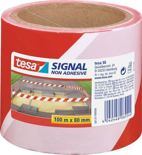 tesa Absperrband Signal rot/weiß B: 8,0 cm, L: 100 m - Bild 1