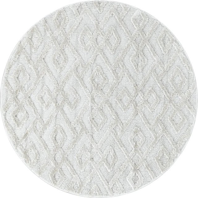 Ayyildiz Hochflorteppich Pisa 4708 in Creme, runder Teppich im skandinavischen Stil, Durchmesser: 200 cm - Bild 1