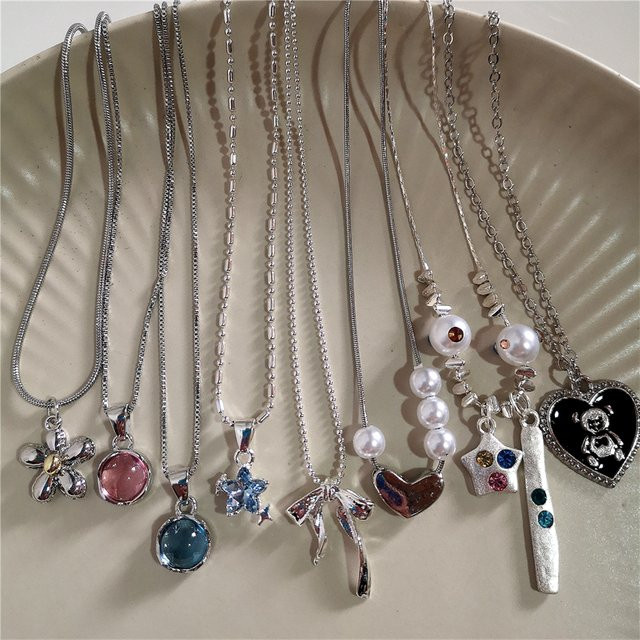 imixlot Halskette, Blau, Kristall, Perle, Stern, Herz, Blume, Damen - Bild 1
