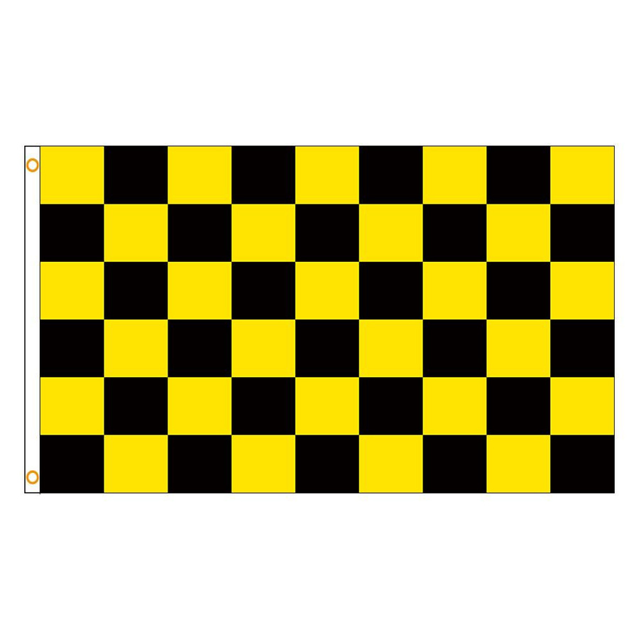 Karoflagge JMG Household Supplies Schwarz-Gelb Karierter Wandteppich aus Polyester mit Digitaldruck, Breite: 90 cm, Höhe: 150 cm - Bild 2