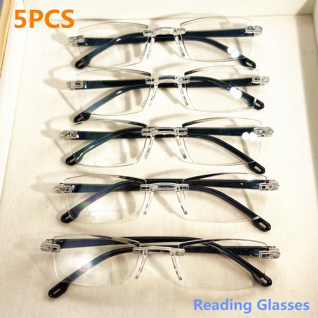 ZXWLYXGX Lesebrille, randlos, rechteckig, Unisex, Kunststoff - Bild 1