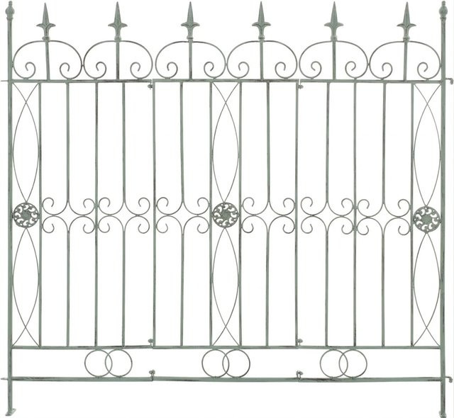 DELUKE Gartenzaun LINUS Steckzaun Element Rankzaun aus Metall in Antik-Grün, B: 124 cm, H: 116 cm, T: 1 cm - Bild 1