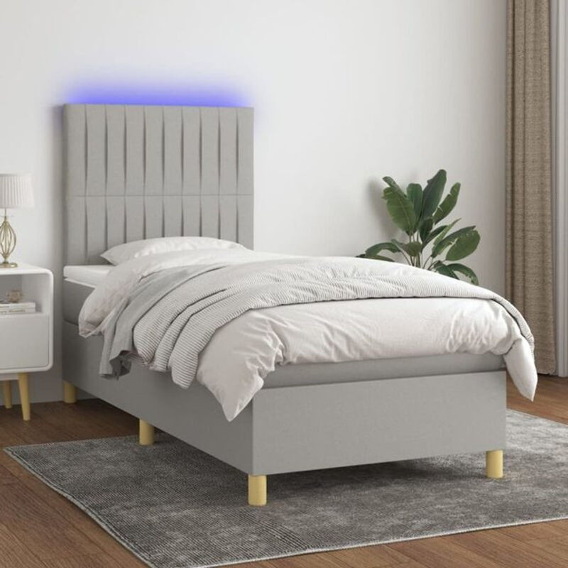 vidaxl Boxspringbett mit Matratze aus Stoff in Grau B/T/H: 90 x 200 x 118 cm - Bild 1