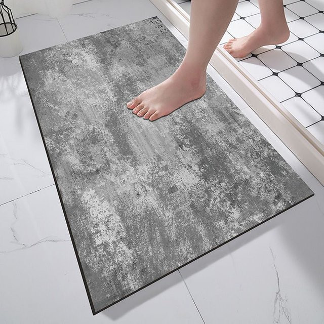 Rutschfeste Kieselgur-Badezimmermatte aus Polyester, rechteckig, B/T: 60 x 40 cm - Bild 1