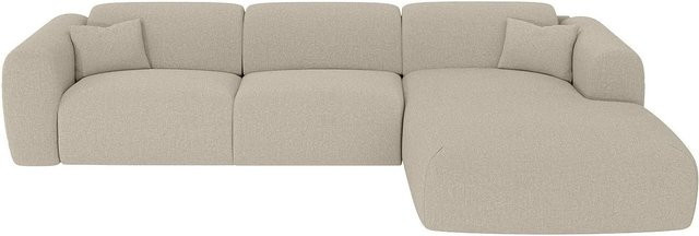 Vente-unique Schlafsofa Pogni in Beige meliert mit L-Form und Schlaffunktion, Breite: 299 cm - Bild 1