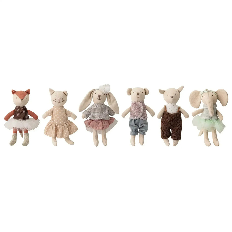 Bloomingville Mini Tierpuppe Baumwolle multicolor 6-teiliges Set - Bild 1