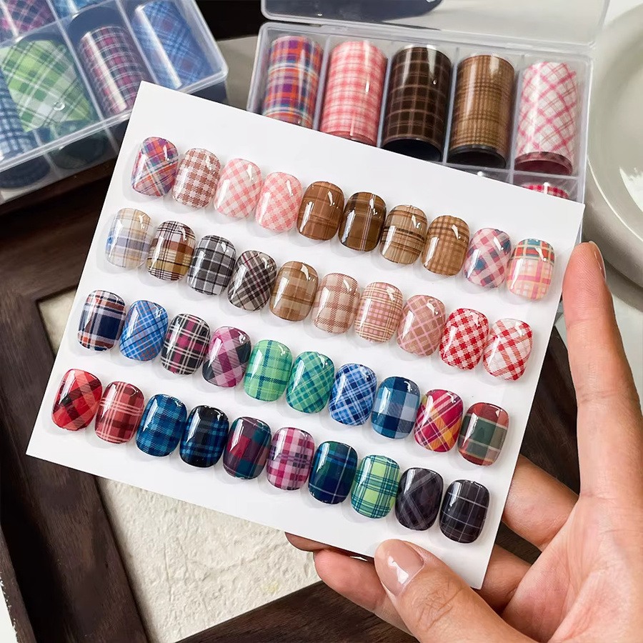 Kaniu Nageltransferfolien, kariert, metallic, 10 Rollen - Bild 2