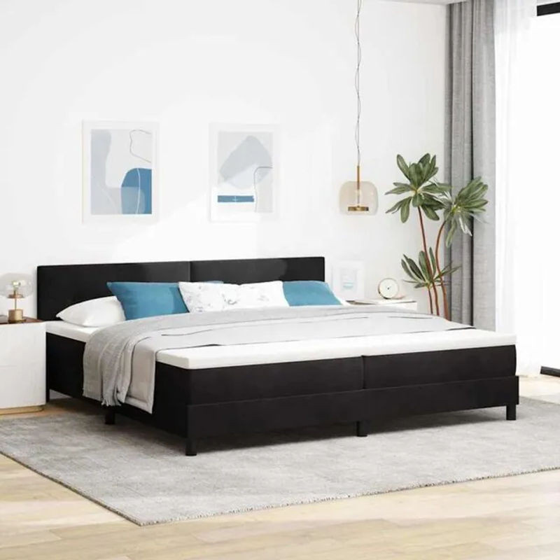Modernes Boxspringbett mit Matratze von vidaXL in Schwarz aus Samtstoff, B/T: 200 x 200 cm - Bild 1
