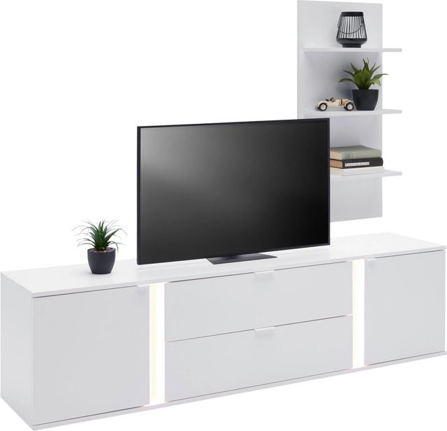 Mömax TV-Element Delio in Weiß, modernes Design für dein Wohnzimmer, B/H/T: 190 x 42 x 150 cm - Bild 1