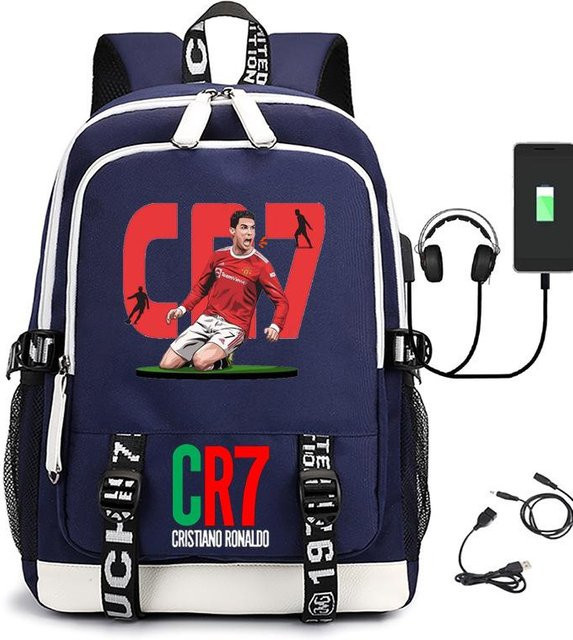 3-teiliges Schulrucksack-Set aus Oxford-Stoff in Blau mit Schultasche und Federmäppchen - Bild 1
