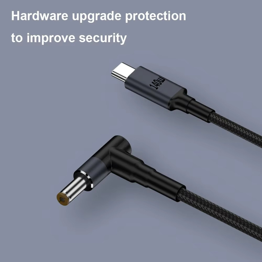 USB Typ C auf DC Konverter Kabel PD 140W Schnellladekabel für Laptop 20V 7A, Anschluss 5,5 x 2,5 mm, Schwarz - Bild 3