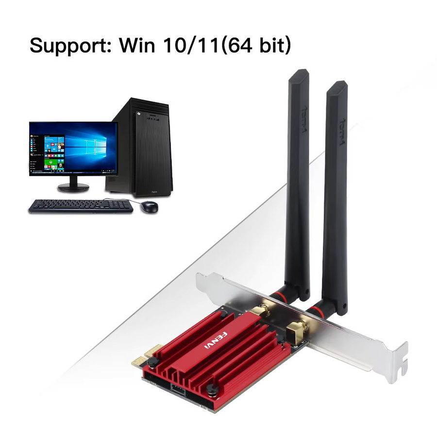 Fenvi WiFi 6E AX210 Wireless Netzwerkkarte mit Bluetooth 5.3 und einstellbarer Antenne für Windows 10/11 Desktop PC - Bild 5