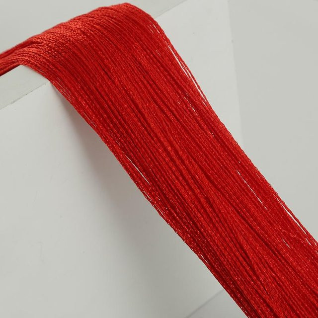Hängender Quasten-Streifen-Vorhang aus Polyester in Rot, B/H: 100 x 200 cm - Bild 1