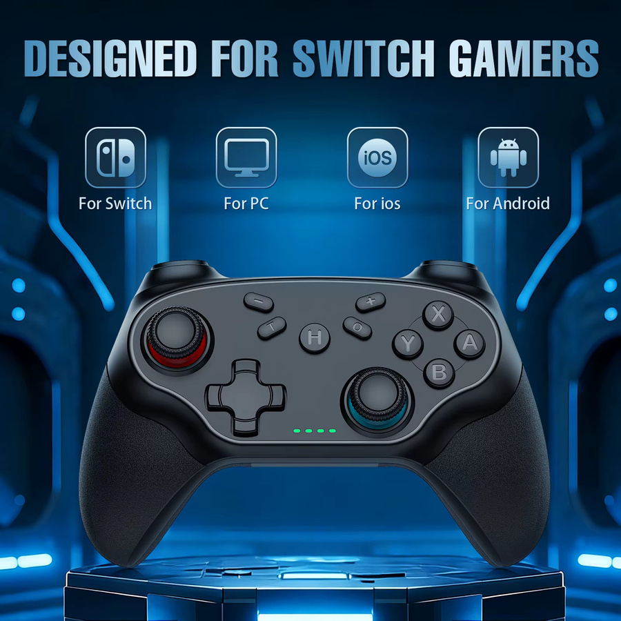Turpow Kabelloser Game-Joystick Controller mit Turbo-Vibration für Nintendo Switch, Pro, OLED und PC in Schwarz - Bild 2