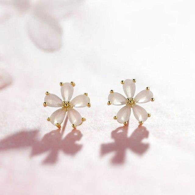 Ohrringe S925 Silber, Zirkon, Kirschblüten, Damen - Bild 1