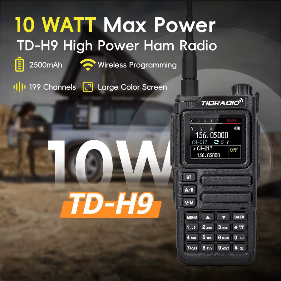 TIDRADIO TD-H9 Walkie-Talkie Funkgerät mit 10W Langstrecke, Luftfahrtband, GPS und APRS, Schwarz - Bild 2