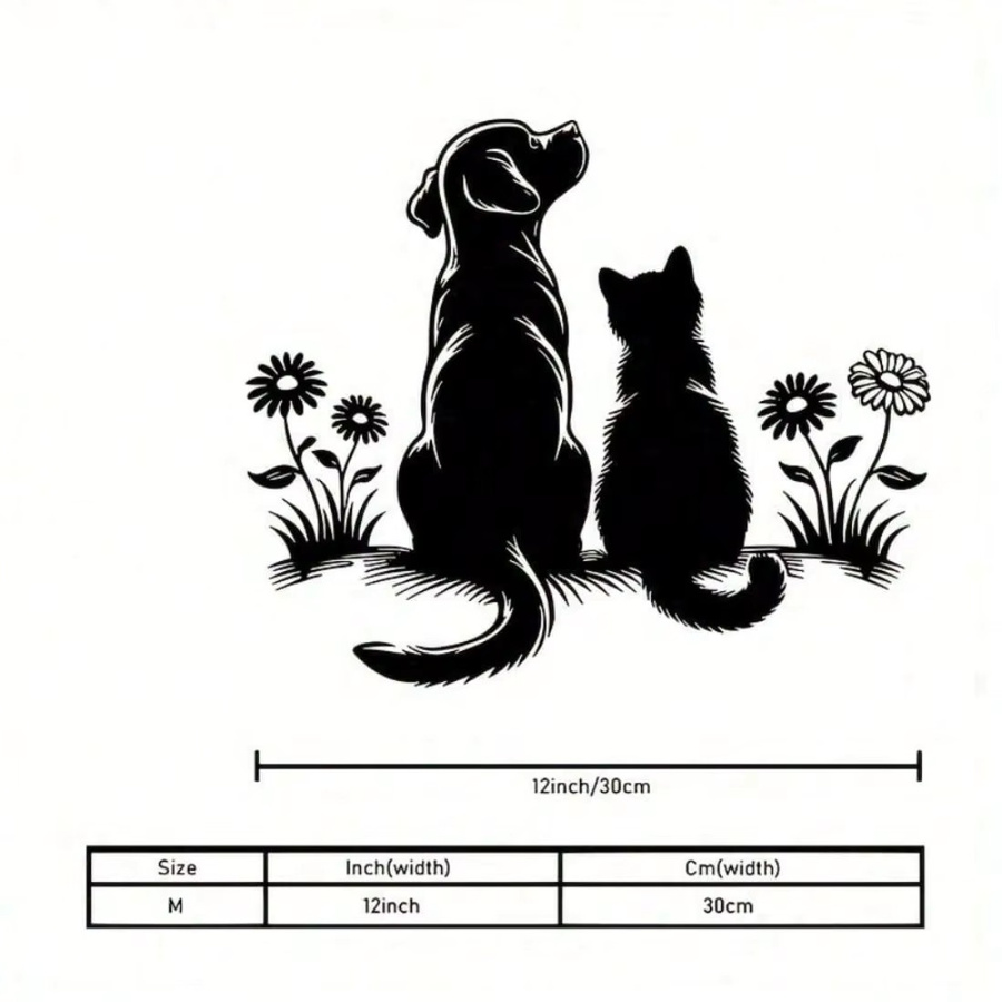 Minimalistische Wandkunst aus schwarzem Eisen von CIFBUY als Silhouette von Hund, Katze oder Löwenzahn zur Wandmontage für Innen und Außen - Bild 2