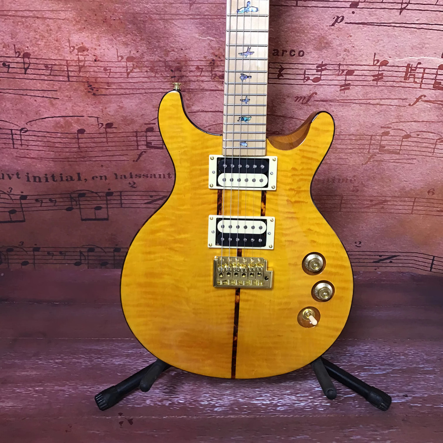 PRS Tiger-Muster Ahorn E-Gitarre in Hellgelb mit Doppel-Offset-Eckdesign und Single-Shake-System - Bild 2