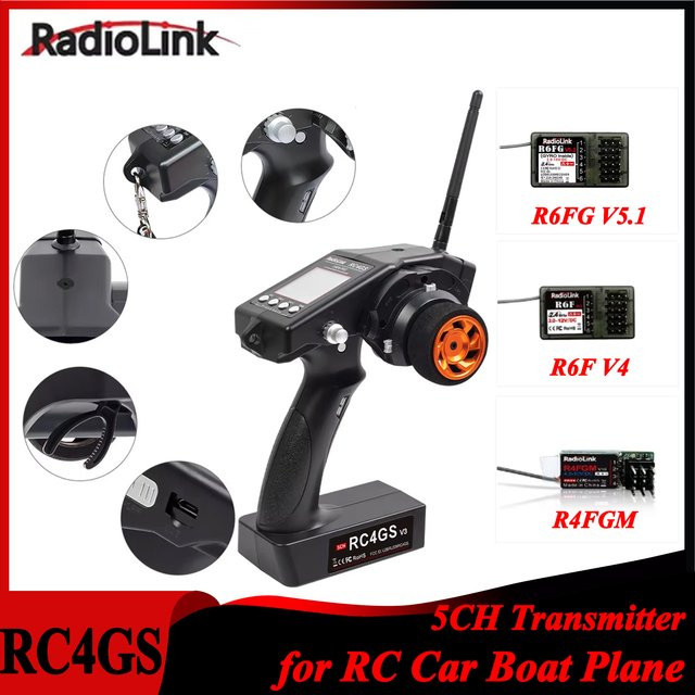 RadioLink RC4GS V3 5CH 5-Kanal-Sender, 2,4G, mit Gyro-Empfänger, black - Bild 1