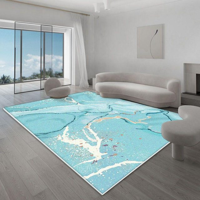 JGJG Nordischer Luxusteppich in Türkis mit abstraktem Design, weiche Bodenmatte für Wohnzimmer und Schlafzimmer, B/T: 60 x 90 cm - Bild 1