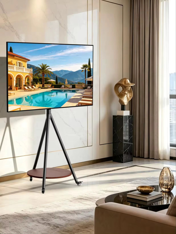 UNHO Eck-TV-Ständer mit Rollen in Weiß, mobiler TV-Wagen für 40-75 Zoll Fernseher bis 50 kg, minimalistisches Design aus Metall für Zuhause, Büro oder Schule - Bild 7