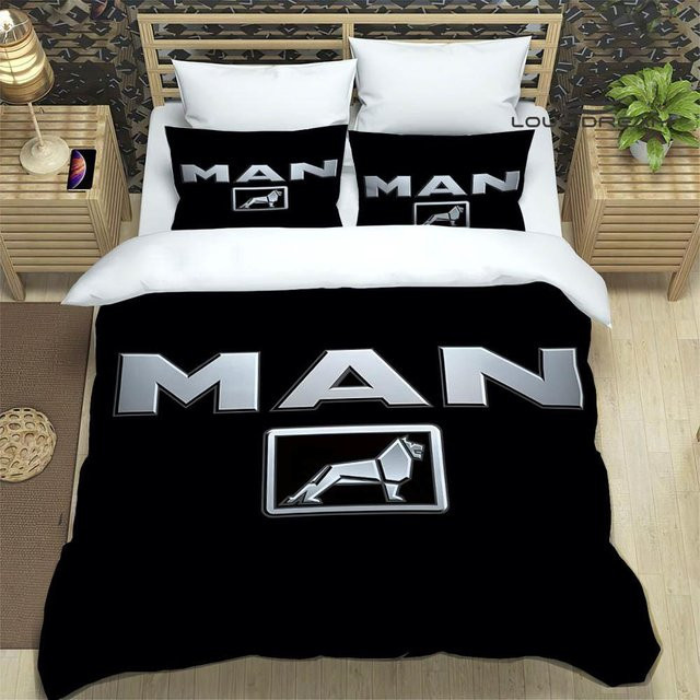 M-Man Bettwäsche-Set LKW Retro Design mit Bettbezug und Kissenbezug, Farbe: Schwarz, B/H: 200 x 200 cm - Bild 1