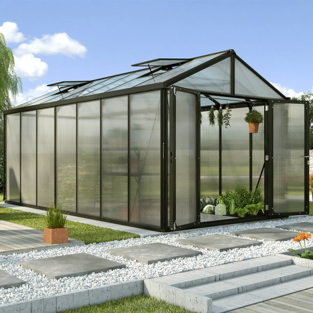 Vitavia Gewächshaus Zeus Comfort 13800 Schwarz 13,8 m² mit 10 mm HKP - Bild 1