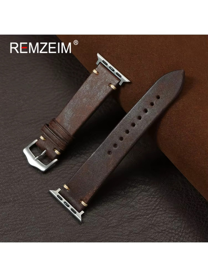 REMZEIM Uhrenarmband Rindsleder, Leder, Vintage, Unisex - Bild 2