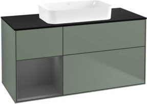 V&B Waschtischunterschrank Finion mit Wandbeleuchtung in Anthrazit lackiert, B/T: 120 x 60 cm - Bild 1
