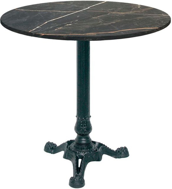 RestooTab Bistrotisch rund in Stein- und Holzoptik, schwarz/gold/marmoriert, B/T/H: 70 x 70 x 75 cm - Bild 1