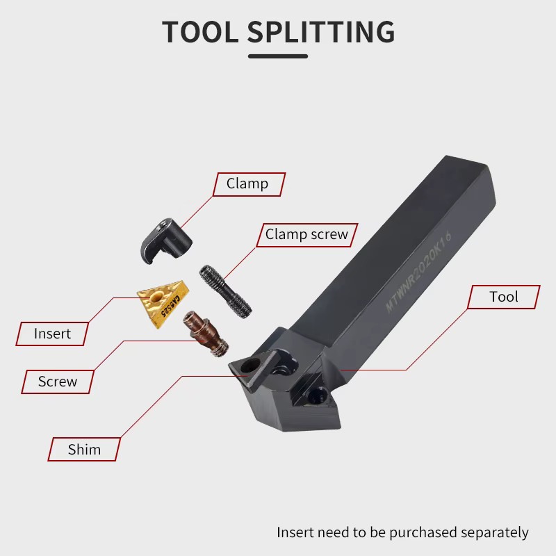 Intlshaft Externe Drehen Werkzeug Halter Set mit TNMG Hartmetall Einsätze für die Drehmaschine - Bild 2