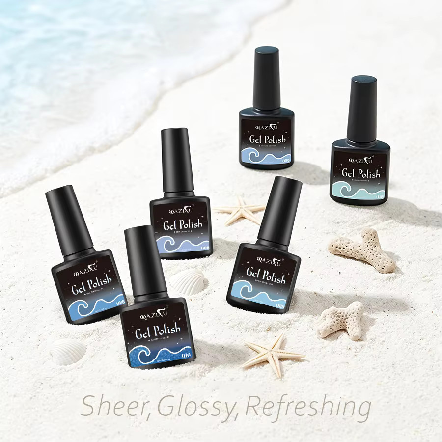 QAZIXU Nagellack-Set, Minz- & Blaues Gel, Glänzend - Bild 3