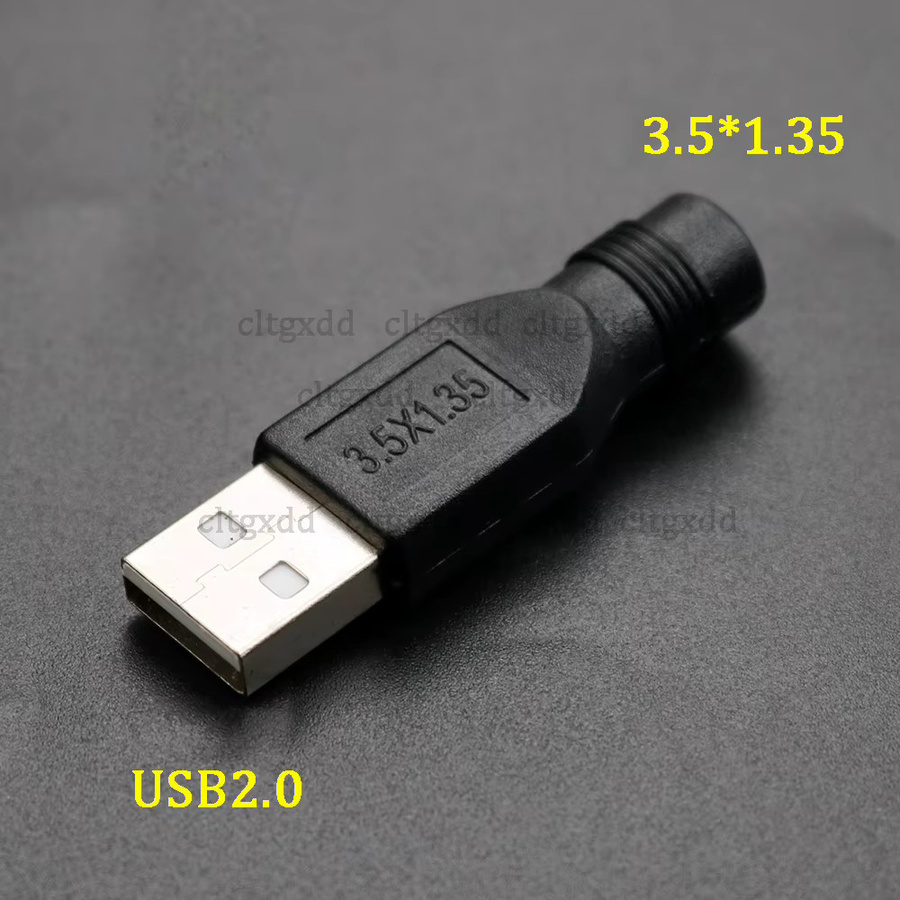 Cltgxdd USB 2.0 auf DC-Stromanschluss Laptop-Konverter-Adapter, Schwarz, DC 3,5 x 1,35 mm / 4,0 x 1,7 mm Buchse auf USB Stecker - Bild 1