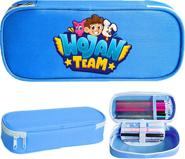 Wojan Team Federmäppchen mit Anime-Cartoon-Print in Blau für Studenten und Kinder - Bild 1