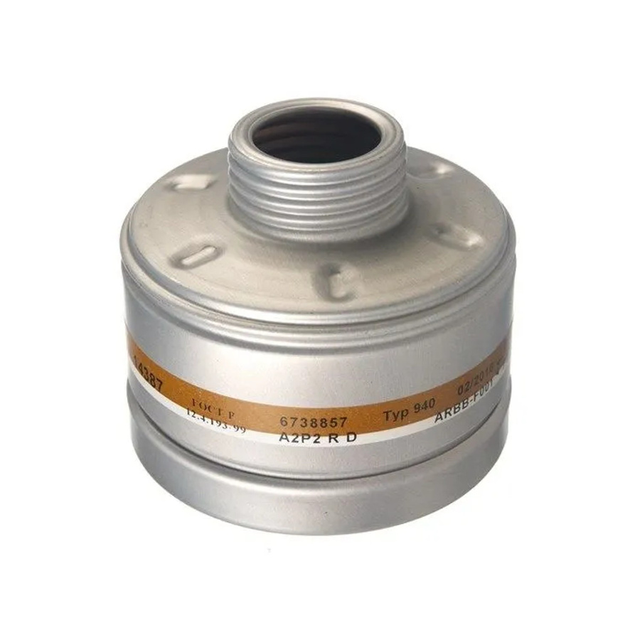 Dräger Atemschutz Kombinationsfilter 940 A2 P2 R D Gasfilter und Partikelfilter mit Rd40 Anschluss in Silber - Bild 2
