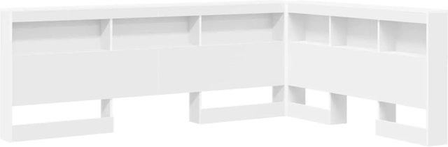 vidaXL Aufbewahrungskopfteil mit Regal und USB-Ladeport in Weiß, Breite: 140 cm, Höhe: 76,5 cm, Tiefe: 76,5 cm - Bild 1