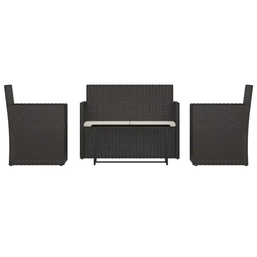 vidaXL 4-tlg Garten-Lounge-Set aus Poly Rattan mit Kissen in Schwarz und Weiß - Bild 2