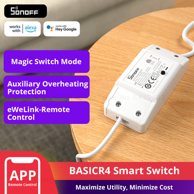 SONOFF BASICR4 Smart Home Wifi Relais mit Timer und Fernsteuerung, kompatibel mit Alexa und Google Home, Weiß - Bild 1