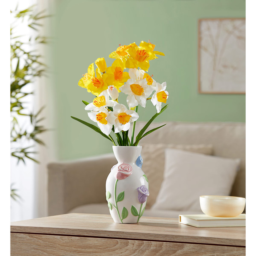 Viva Domo 3D-Blumen-Vase aus Keramik in Weiß - Bild 2