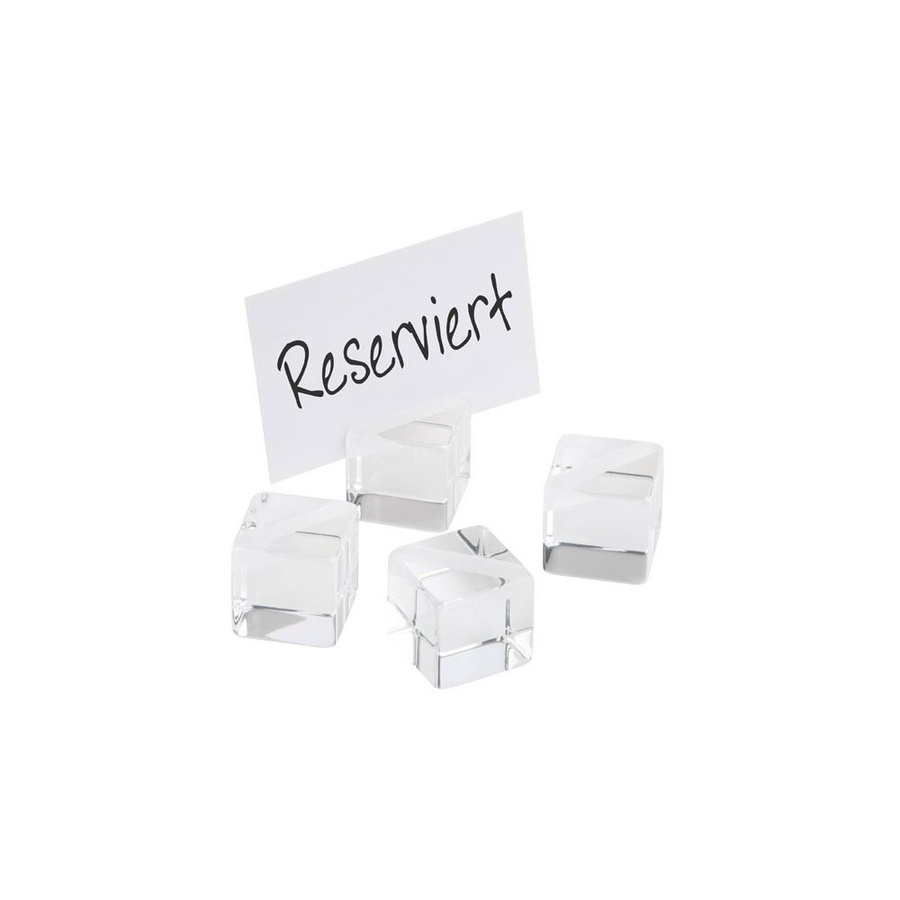APS Kartenhalter Würfel aus Acryl 4er Set in Weiß mit 20 Beschriftungskarten B/T/H: 3 x 3 x 3 cm - Bild 1