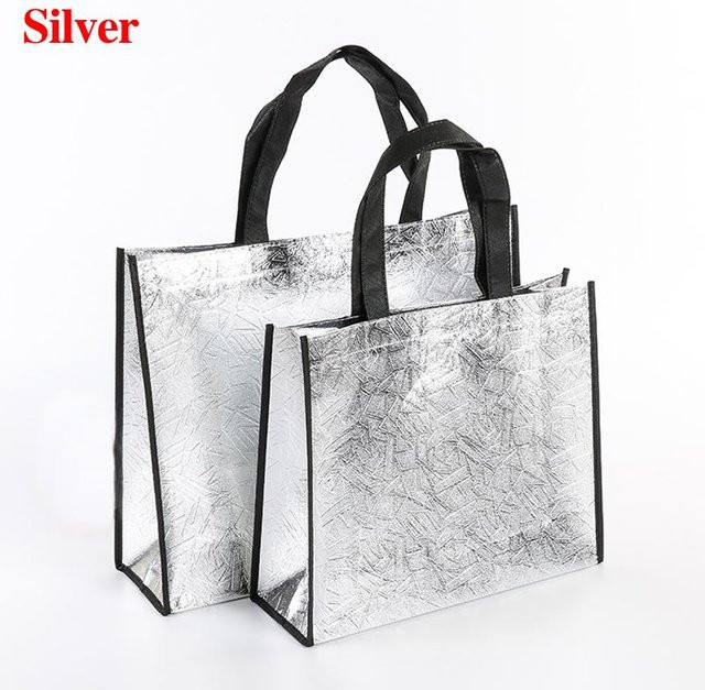 Faltbare Mode-Laser-Einkaufstasche aus wasserdichtem Stoff in Silber, S - Bild 1