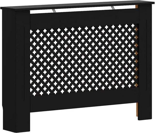 vidaXL Heizkörperverkleidung aus MDF in Schwarz mit modernem Wabenmuster, B/T/H: 112 x 19 x 81,5 cm - Bild 1