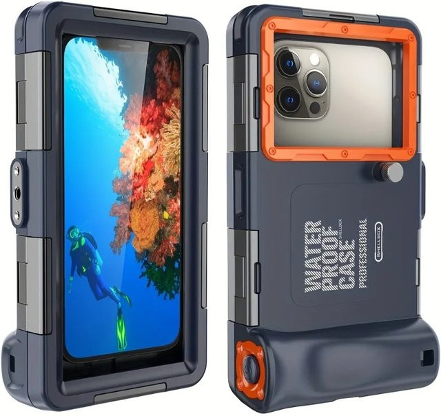 VIKEFON Professionelle Wasserdichte Tauchhülle für iPhone 16 15 14 13 12 Pro Max in Schwarz für Unterwasser-Aufnahmen - Bild 1