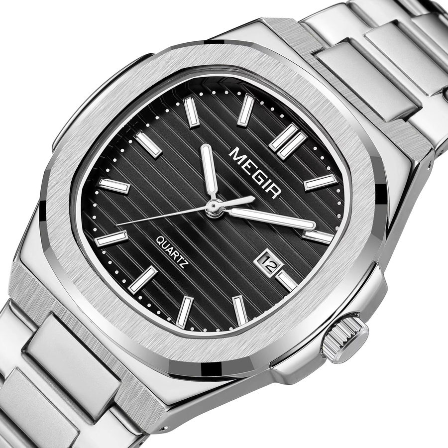 MEGIR Armbanduhr, Quarz, Edelstahl, Schwarz, Herren - Bild 2