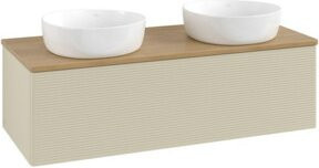 V&B Antao Waschtischunterschrank mit Frontstruktur und LED-Beleuchtung, Grau, B/T/H: 120 x 36 x 50 cm - Bild 1