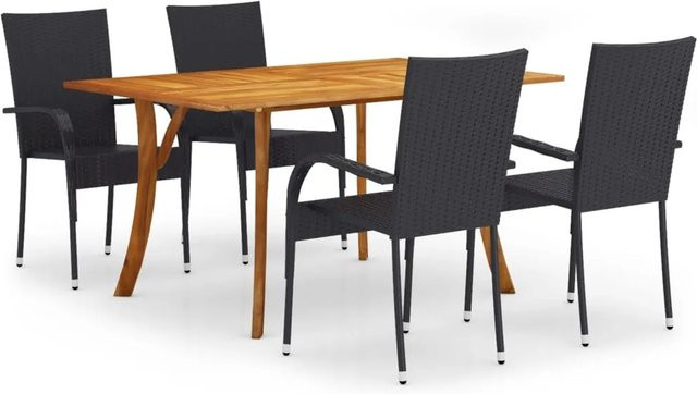 vidaXL 5-teilige Garten-Essgruppe aus Akazien-Massivholz in Schwarz - Bild 1