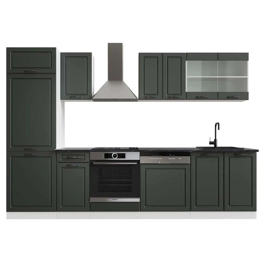 Vicco R-Line Küchenzeile Landhausstil in Anthrazit und Weiß, Breite: 300 cm - Bild 2