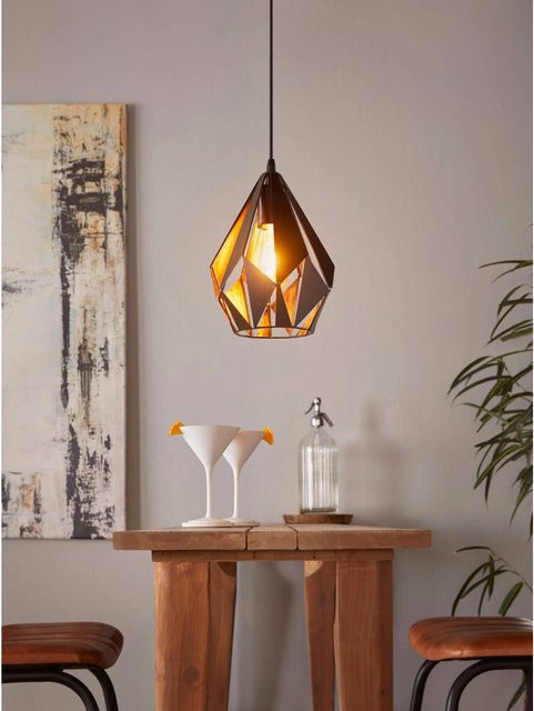 Eglo Hängeleuchte Carlton 1 1-flammig in Schwarz-Kupfer im Vintage-Stil mit E27 Fassung, Durchmesser: 20,5 cm - Bild 1