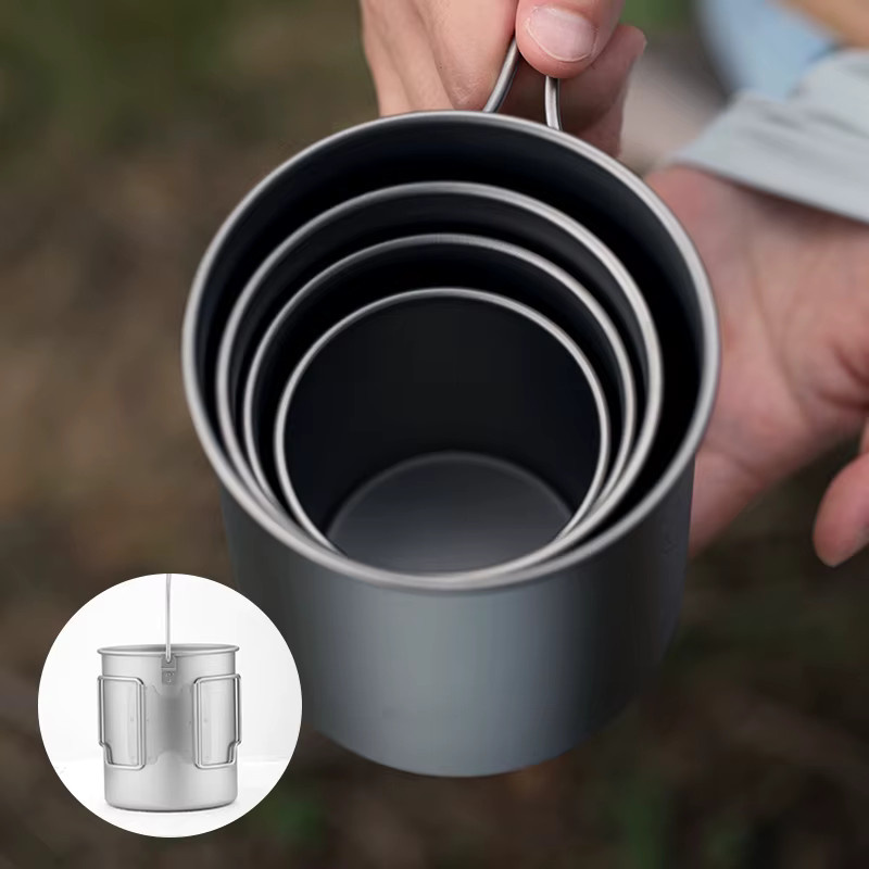 Tiartisan Titan faltbare Kaffeetasse mit Deckel, Silber, 750 ml - Bild 3